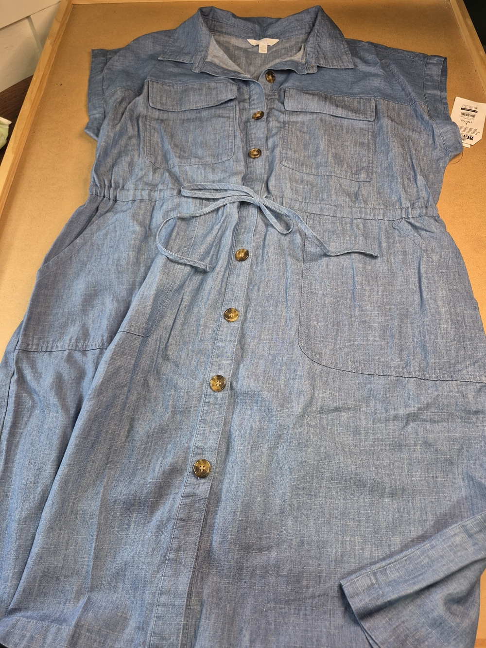 Time and Tru Light Blue Button-Front Shirt Dress